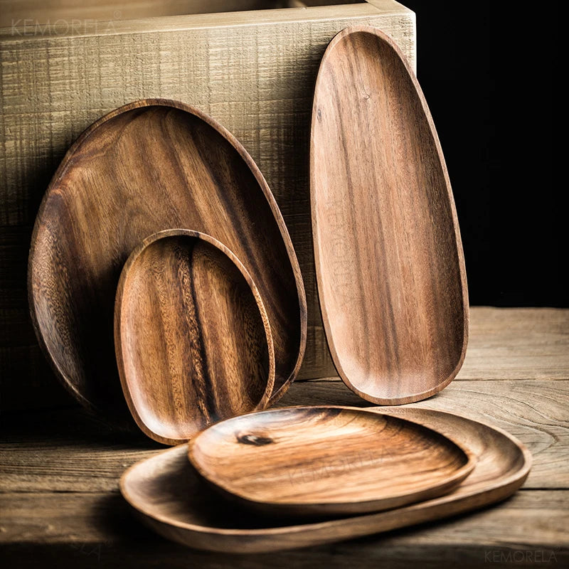1/5 pcs Oval Wood Plate