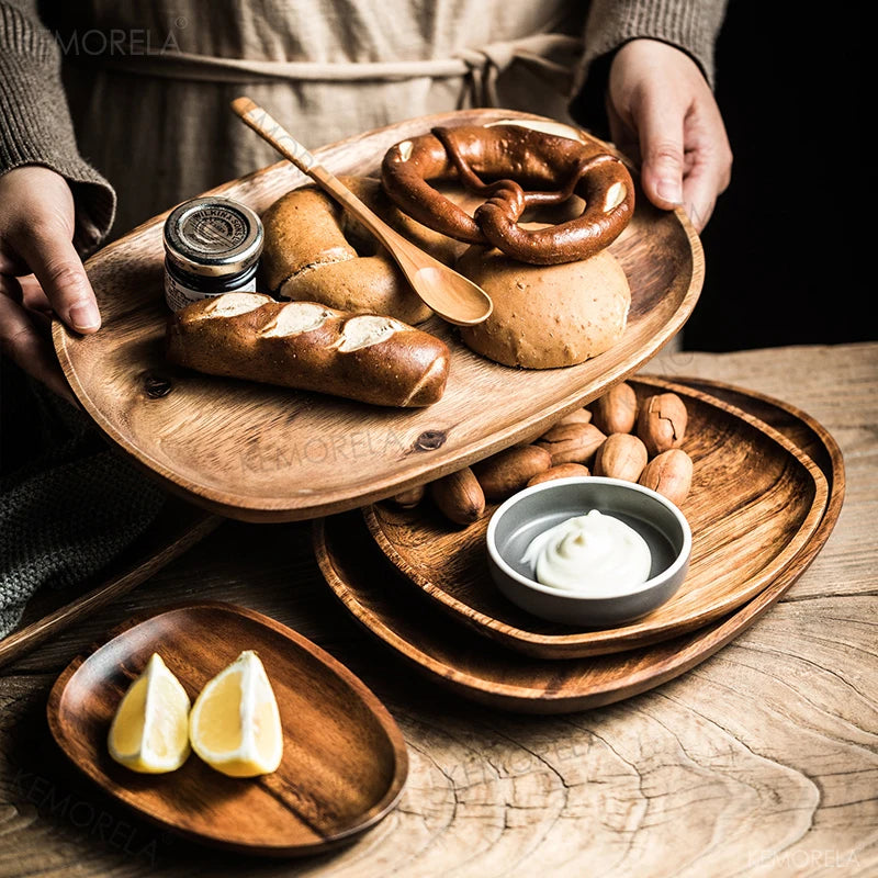1/5 pcs Oval Wood Plate
