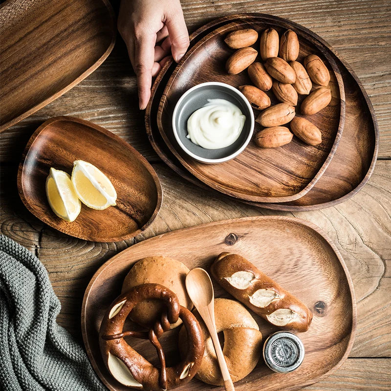 1/5 pcs Oval Wood Plate