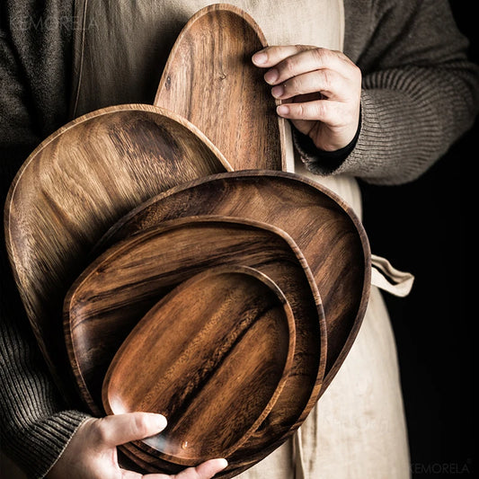 1/5 pcs Oval Wood Plate